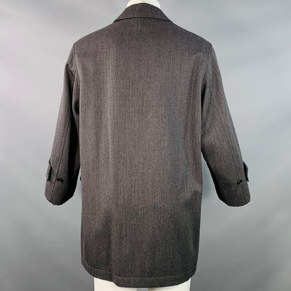 BURBERRY LONDON Size M Grey Charcoal Acetate Blend Twill Zip Buttons Coat - Picture 3 of 7